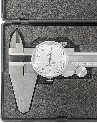8" Dial Caliper 0.001 Graduation Stainless Steel Shockproof with Plastic Case in Saudi Arabia