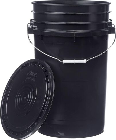 Hudson Exchange Premium 7 Gallon Bucket, HDPE (1 Pack - Flat Lid Included, Black) in Saudi Arabia