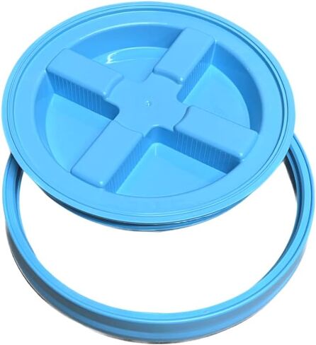 House Naturals 5 Gallon Food Grade Plastic Bucket with Air Tight Screw on Lid Made in USA Container (Yellow Bucket with Aqua Lid) in Kuwait