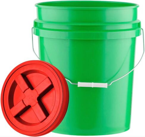 House Naturals 5 Gallon Food Grade Plastic Bucket with Air Tight Screw on Lid Made in USA Container (Yellow Bucket with Aqua Lid) in Saudi Arabia