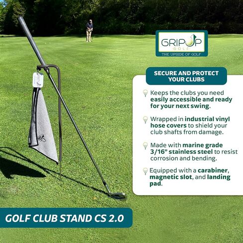 Stainless Steel Golf Club Stand. Made in The USA with Stainless Steel & Industrial Grade Vinyl coverings to Protect Your Clubs & Bag. Available in 6 in Saudi Arabia