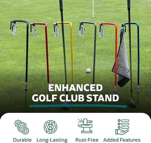 Stainless Steel Golf Club Stand. Made in The USA with Stainless Steel & Industrial Grade Vinyl coverings to Protect Your Clubs & Bag. Available in 6 in Saudi Arabia