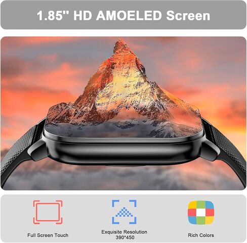 Smart Watch for Men Women(Answer/Make Calls), 1.85'' AMOLED HD Always On Display, Smartwatch with Calories/Heart Rate/Sleep Monitor, 100+ Sports Modes Fitness Tracker, IP68 Waterproof Pedometer, Pink in Saudi Arabia