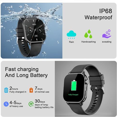 Smart Watch for Men Women(Answer/Make Calls), 1.85'' AMOLED HD Always On Display, Smartwatch with Calories/Heart Rate/Sleep Monitor, 100+ Sports Modes Fitness Tracker, IP68 Waterproof Pedometer, Pink in Saudi Arabia