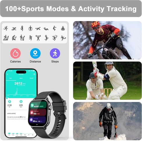 Smart Watch for Men Women(Answer/Make Calls), 1.85'' AMOLED HD Always On Display, Smartwatch with Calories/Heart Rate/Sleep Monitor, 100+ Sports Modes Fitness Tracker, IP68 Waterproof Pedometer, Pink in Saudi Arabia