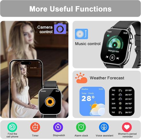 Smart Watch for Men Women(Answer/Make Calls), 1.85'' AMOLED HD Always On Display, Smartwatch with Calories/Heart Rate/Sleep Monitor, 100+ Sports Modes Fitness Tracker, IP68 Waterproof Pedometer, Pink in Saudi Arabia