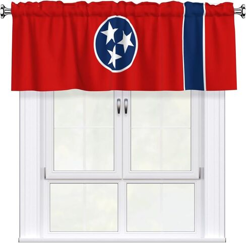 HYTTER Tennessee State Flag Pattern Short Curtains with Valance Rod 54x18in, Light Filtering, Easy Installation for Kitchen, Bathroom, Laundry Room, Studio in Saudi Arabia
