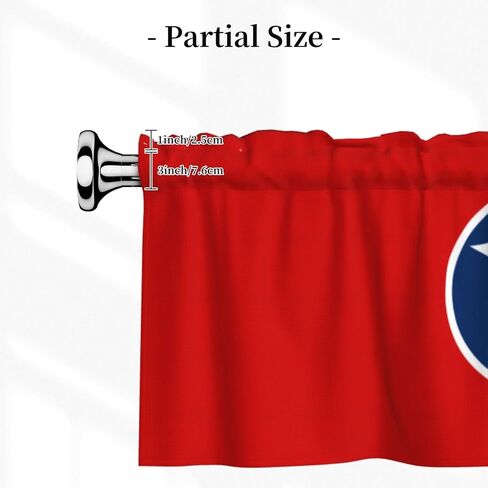 HYTTER Tennessee State Flag Pattern Short Curtains with Valance Rod 54x18in, Light Filtering, Easy Installation for Kitchen, Bathroom, Laundry Room, Studio in Saudi Arabia