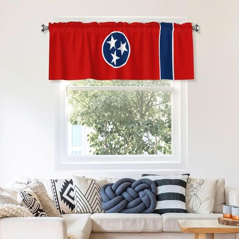 HYTTER Tennessee State Flag Pattern Short Curtains with Valance Rod 54x18in, Light Filtering, Easy Installation for Kitchen, Bathroom, Laundry Room, Studio in Saudi Arabia
