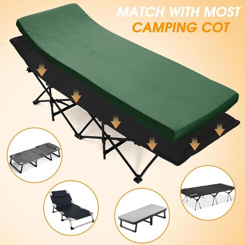Cymula Camping Cot Mattress 2in memory foam foam pad ، soft dark dark dare non slip themping topper مع الاحتفاظ بالبالغين ، وسادة لفائف محمولة للسفر (البني الداكن 75 "x30") in Kuwait