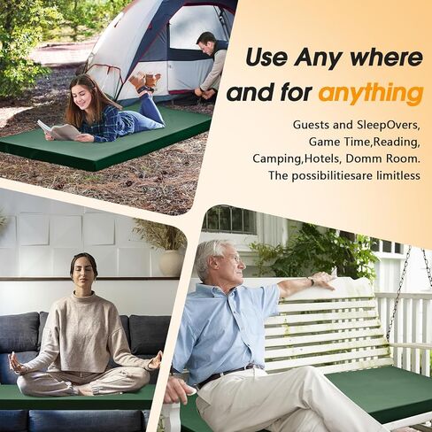 Cymula Camping Cot Mattress 2in memory foam foam pad ، soft dark dark dare non slip themping topper مع الاحتفاظ بالبالغين ، وسادة لفائف محمولة للسفر (البني الداكن 75 "x30") in Kuwait