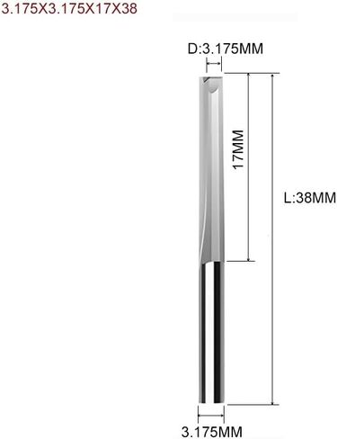 10pcs 3.175mm 4mm 6mm 8mm 6mm shank اثنين من المذبحة فتحة مستقيمة قطع الخشب CNC CNC Carbide اثنين بتات مزدوجة البتات CNC (3.175x3.175x17x38) in Kuwait