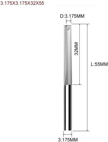 10pcs 3.175mm 4mm 6mm 8mm 6mm shank اثنين من المذبحة فتحة مستقيمة قطع الخشب CNC CNC Carbide اثنين بتات مزدوجة البتات CNC (3.175x3.175x17x38) in Kuwait