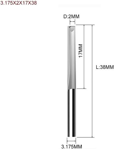 10pcs 3.175mm 4mm 6mm 8mm 6mm shank اثنين من المذبحة فتحة مستقيمة قطع الخشب CNC CNC Carbide اثنين بتات مزدوجة البتات CNC (3.175x3.175x17x38) in Kuwait