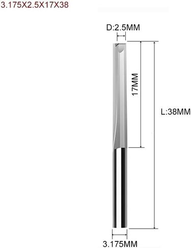10pcs 3.175mm 4mm 6mm 8mm 6mm shank اثنين من المذبحة فتحة مستقيمة قطع الخشب CNC CNC Carbide اثنين بتات مزدوجة البتات CNC (3.175x3.175x17x38) in Kuwait