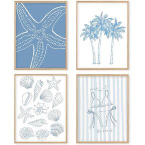 قوارب Wades Beach Coastal Shell المطبوعات الفنية غير المطلقة ، صدف شاطئ الملصقات الساحلية والمطبوعات ديكور جدار الفن ، صدف ديكور الجدار العصري للبحيرة منزل غرفة نوم. in Kuwait