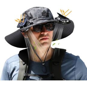 Wide Brim Solar Fan Hat - Outdoor Sun Hat with 2 Built-in Solar Fans,Outdoor Hiking Camping Fishing Hats in Saudi Arabia