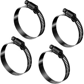 Black Hose Clamp, 4 Pcs 2.5 Inch Hose Clamps Stainless Steel Worm Gear Hoses Clamp Adjustable 40-63mm Size Range Fuel Line Clamps for Plumbing Automotive and Mechanical Application in Saudi Arabia