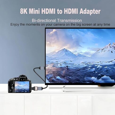 Mini HDMI إلى محولات HDMI 2 حزمة ، ثنائية الاتجاه عالية السرعة 8K HDMI أنثى إلى محول الذكور MINI HDMI 48GBPS مع 8K@60Hz ، 4K@144Hz ، متوافق مع شاشة محمولة ، كاميرا كاميرا ، DSLR ، المحفوظات المحفوظة in Saudi Arabia