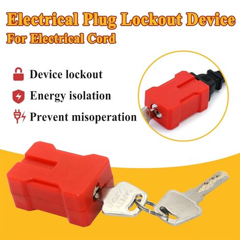 7397 Electrical Plug Lockout Device with 2 Keys, Fits for Standard 2&3 Pronged Plugs, Safety Assurance Device in Kuwait