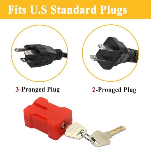 7397 Electrical Plug Lockout Device with 2 Keys, Fits for Standard 2&3 Pronged Plugs, Safety Assurance Device in Kuwait