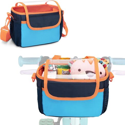 Kids Bike Basket, Bicycle Front Bag, Cute Bike Accessories for Girls Boys Fit Most of Handlebar, Tricycle, Scooter Bag with Detachable Shoulder Strap, (Bag Only), Patented Design in Saudi Arabia