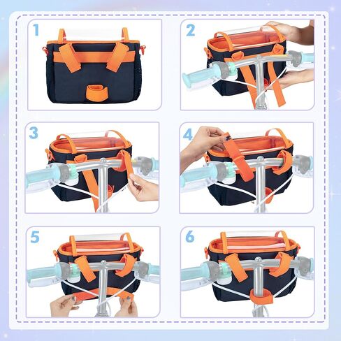 Kids Bike Basket, Bicycle Front Bag, Cute Bike Accessories for Girls Boys Fit Most of Handlebar, Tricycle, Scooter Bag with Detachable Shoulder Strap, (Bag Only), Patented Design in Saudi Arabia