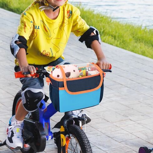 Kids Bike Basket, Bicycle Front Bag, Cute Bike Accessories for Girls Boys Fit Most of Handlebar, Tricycle, Scooter Bag with Detachable Shoulder Strap, (Bag Only), Patented Design in Saudi Arabia