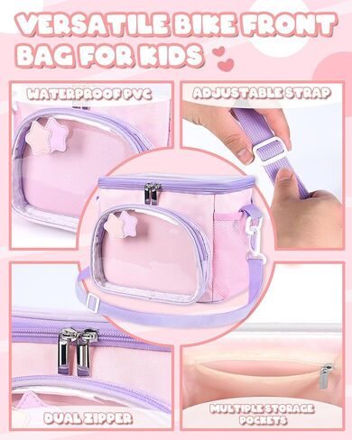 Kids Bike Basket, Front Handlebar Bag for Kids Girls Bikes, Waterproof Small Bike Basket with Zipper for Toddler Scooter Tricycle Bicycle in Saudi Arabia