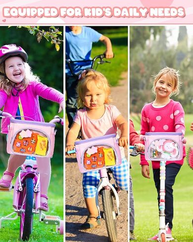 Kids Bike Basket, Front Handlebar Bag for Kids Girls Bikes, Waterproof Small Bike Basket with Zipper for Toddler Scooter Tricycle Bicycle in Saudi Arabia