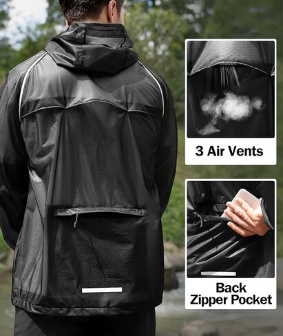 SWISSWELL Mens Cycling Rain Jacket Waterproof Lightweight Windbreaker Jackets for Men Raincoat with Hood in Saudi Arabia