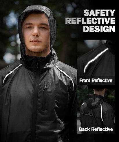 SWISSWELL Mens Cycling Rain Jacket Waterproof Lightweight Windbreaker Jackets for Men Raincoat with Hood in Saudi Arabia