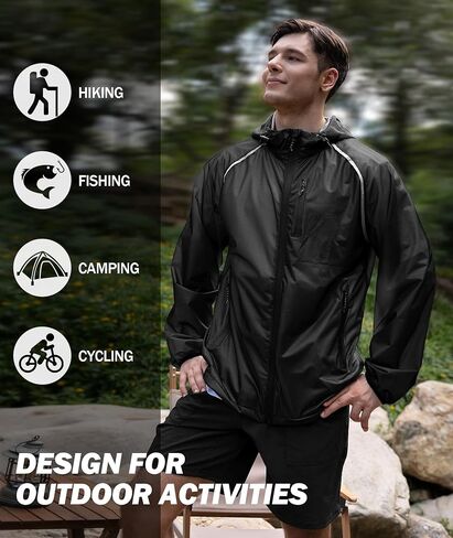SWISSWELL Mens Cycling Rain Jacket Waterproof Lightweight Windbreaker Jackets for Men Raincoat with Hood in Saudi Arabia