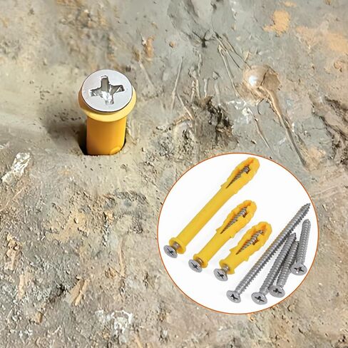 Drywall Anchors Kit 60 pcs 304 Stainless Steel Philips Flat Head Screws and 60 pcs Plastic Anchors for Concrete, Drywall, Brick, and Heavy Hanging Mounting, 3 Size M6 x 30mm/ 40mm/ 60mm in Kuwait