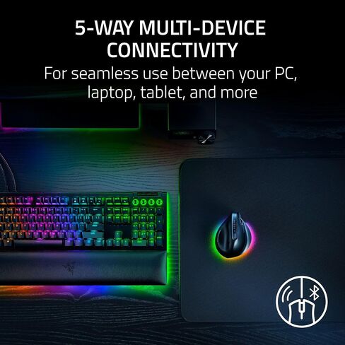 Razer Pro Click V2 Wireless Mouse: Right-Handed Ergonomic Design with Thumb Rest - AI Prompt - Long Battery Life - Multi Device Connectivity via 2.4GHz, Bluetooth, or USB C Wired Mode - Chroma RGB in Saudi Arabia