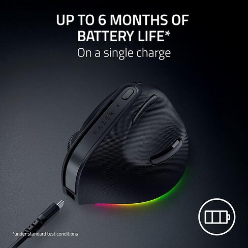 Razer Pro Click V2 Wireless Mouse: Right-Handed Ergonomic Design with Thumb Rest - AI Prompt - Long Battery Life - Multi Device Connectivity via 2.4GHz, Bluetooth, or USB C Wired Mode - Chroma RGB in Saudi Arabia