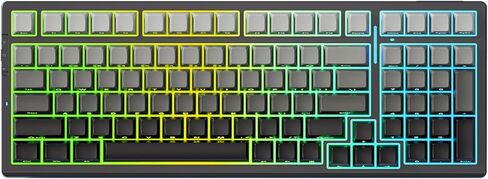 MCHOSE UT98 Wireless Mechanical Keyboard Compact Gaming Keyboard with Knob Tri-Mode Connection Hot Swappable Custom Creamy Keyboard Gasket Structure Pre-lubed Linear Switches RGB Classic ICY in Saudi Arabia