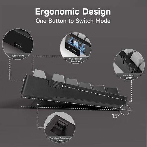 MCHOSE UT98 Wireless Mechanical Keyboard Compact Gaming Keyboard with Knob Tri-Mode Connection Hot Swappable Custom Creamy Keyboard Gasket Structure Pre-lubed Linear Switches RGB Classic ICY in Saudi Arabia