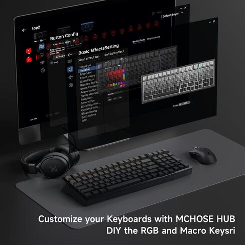 MCHOSE UT98 Wireless Mechanical Keyboard Compact Gaming Keyboard with Knob Tri-Mode Connection Hot Swappable Custom Creamy Keyboard Gasket Structure Pre-lubed Linear Switches RGB Classic ICY in Saudi Arabia