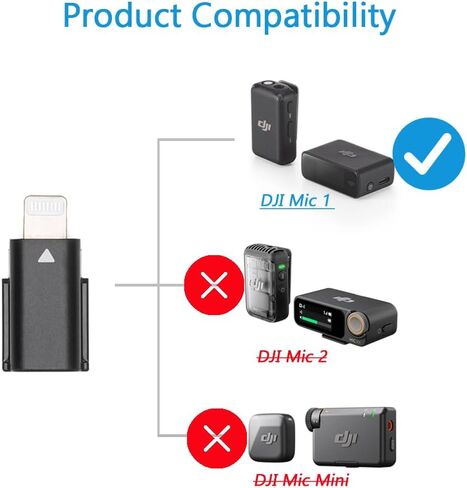 Original Mobile Phone Adapter for DJI Mic 2 (Lightning) - Compatible with DJI Mic 2 Receiver and iPhone 14/13 Series in Saudi Arabia