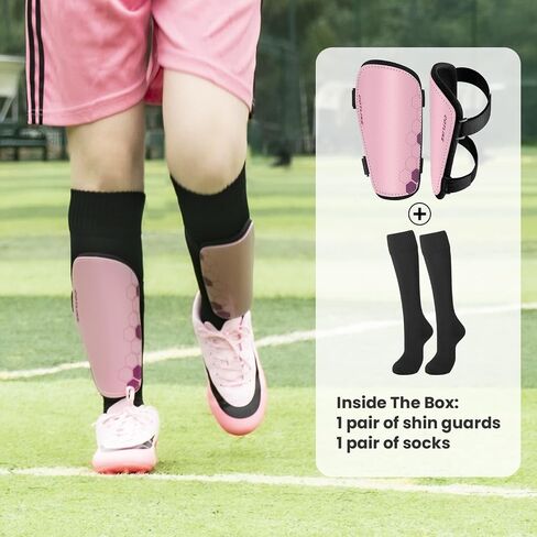 Soccer Shin Guards for Kids Youth Toddler, Shin Defender Shin Guards and Long Soccer Socks for Adults Boys Girls, Shin Pads & Sleeves Equipment - Football Gear for 3 5 4-6 7-9 10-12 Years Old Children in Kuwait