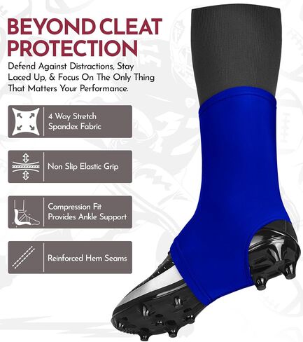 Exxact Sports Spats Football Cleat Covers - Keep Your Laces Tied and Cleats Clean, Football Spats for Cleats, Perfect for Baseball, Soccer, Lacrosse, Hockey - Adult & Youth Sizes in Saudi Arabia
