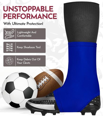 Exxact Sports Spats Football Cleat Covers - Keep Your Laces Tied and Cleats Clean, Football Spats for Cleats, Perfect for Baseball, Soccer, Lacrosse, Hockey - Adult & Youth Sizes in Saudi Arabia
