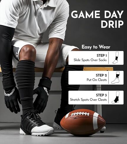 Exxact Sports Spats Football Cleat Covers - Keep Your Laces Tied and Cleats Clean, Football Spats for Cleats, Perfect for Baseball, Soccer, Lacrosse, Hockey - Adult & Youth Sizes in Saudi Arabia
