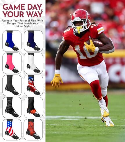 Exxact Sports Spats Football Cleat Covers - Keep Your Laces Tied and Cleats Clean, Football Spats for Cleats, Perfect for Baseball, Soccer, Lacrosse, Hockey - Adult & Youth Sizes in Saudi Arabia