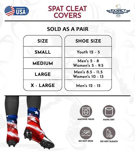 Exxact Sports Spats Football Cleat Covers - Keep Your Laces Tied and Cleats Clean, Football Spats for Cleats, Perfect for Baseball, Soccer, Lacrosse, Hockey - Adult & Youth Sizes in Saudi Arabia