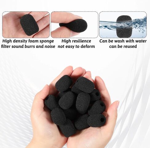 15Pcs Mini Microphone Covers Foam, Lapel Headset Microphone Windscreen Black Sponge Mic Cover for Variety of Headset Microphones in Saudi Arabia