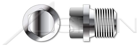 (5 pcs) 2"-11, DIN 910, Metric, Threaded Screw Pipe Plugs, Hex Drive, Straight Thread, A4 Stainless Steel in Kuwait