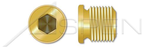 (4 pcs) 3/4"-14, DIN 908, Metric, Threaded Screw Pipe Plugs, Hex Socket Drive, Straight Thread, Brass in Kuwait