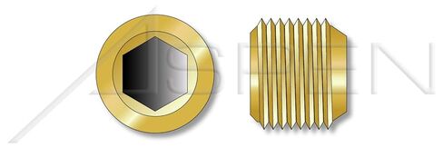 (4 pcs) 3/4"-14, DIN 908, Metric, Threaded Screw Pipe Plugs, Hex Socket Drive, Straight Thread, Brass in Kuwait